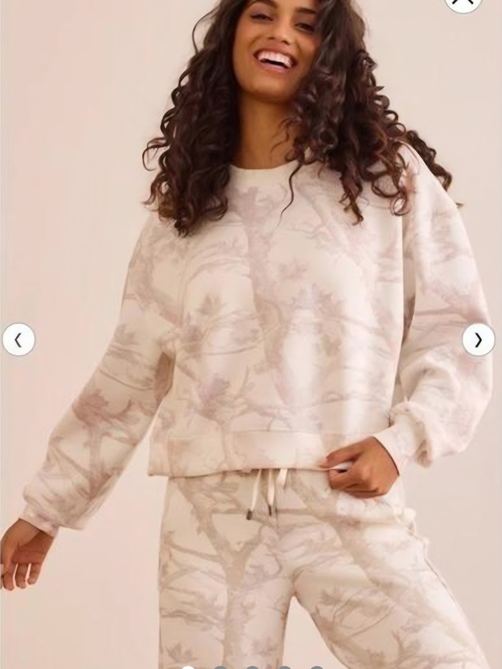Altar'd State Cream & Light Pink Floral Print Pullover Sweatshirt - Picture 1 of 8